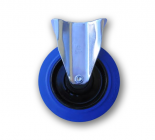 LB+M 22 tip. Ø200 mm fix kerék poliamid tárcsával, kék nyommentes rugalmas gumi bevonatú futófelülettel 